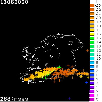 Lightning Report for Ireland on Saturday 13 June 2020