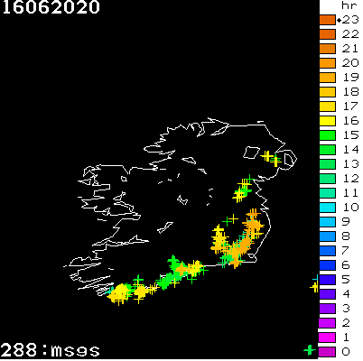 Lightning Report for Ireland on Tuesday 16 June 2020