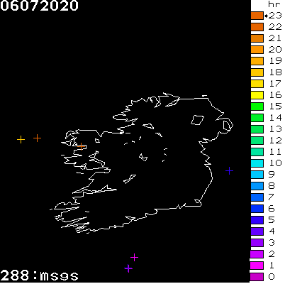 Lightning Report for Ireland on Monday 06 July 2020