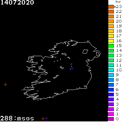 Lightning Report for Ireland on Tuesday 14 July 2020