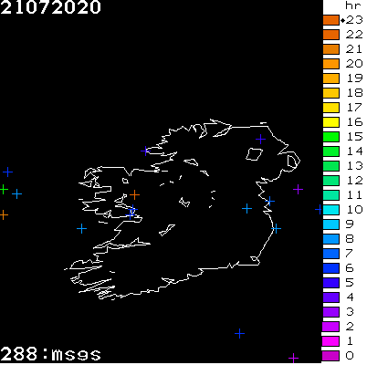 Lightning Report for Ireland on Tuesday 21 July 2020