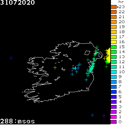 Lightning Report for Ireland on Friday 31 July 2020
