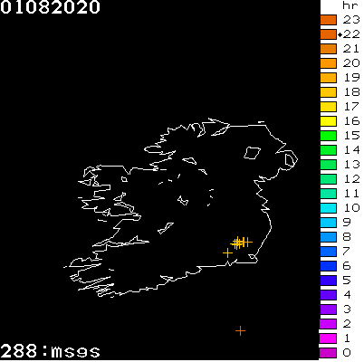 Lightning Report for Ireland on Saturday 01 August 2020