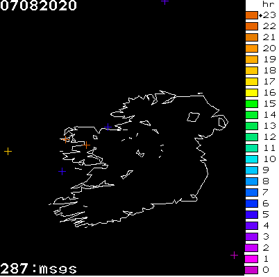 Lightning Report for Ireland on Friday 07 August 2020