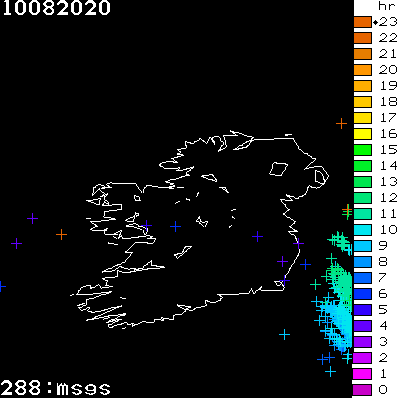 Lightning Report for Ireland on Monday 10 August 2020