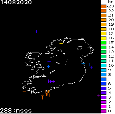 Lightning Report for Ireland on Friday 14 August 2020