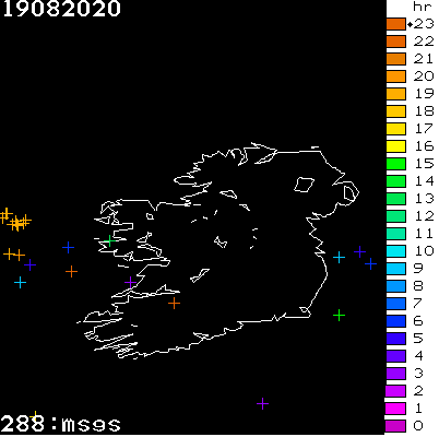 Lightning Report for Ireland on Wednesday 19 August 2020