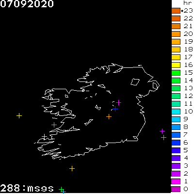 Lightning Report for Ireland on Monday 07 September 2020