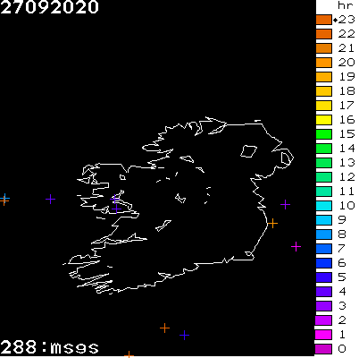 Lightning Report for Ireland on Sunday 27 September 2020