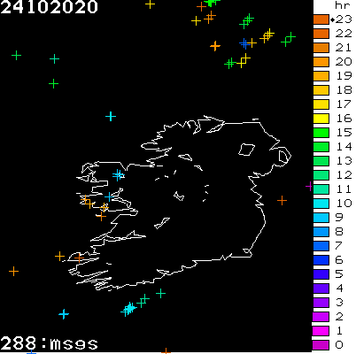 Lightning Report for Ireland on Saturday 24 October 2020