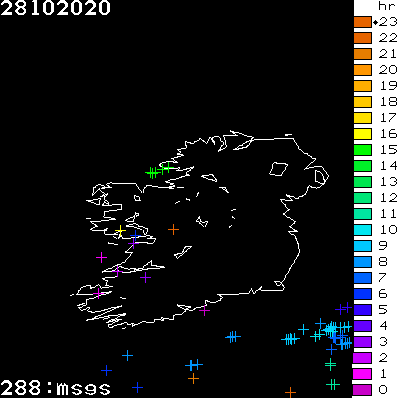 Lightning Report for Ireland on Wednesday 28 October 2020