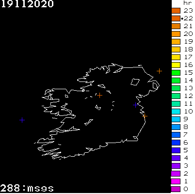 Lightning Report for Ireland on Thursday 19 November 2020