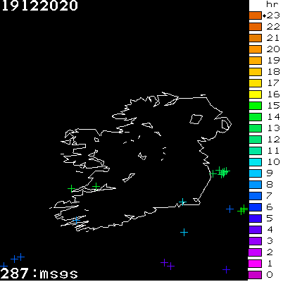Lightning Report for Ireland on Saturday 19 December 2020