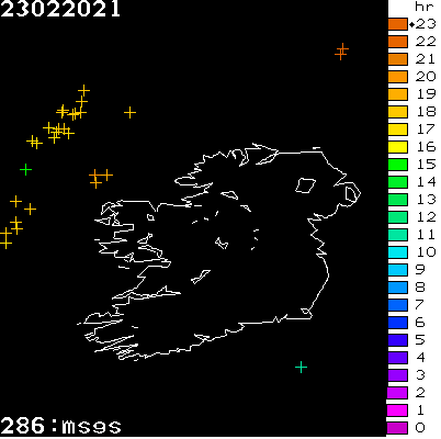 Lightning Report for Ireland on Tuesday 23 February 2021