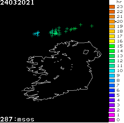 Lightning Report for Ireland on Wednesday 24 March 2021
