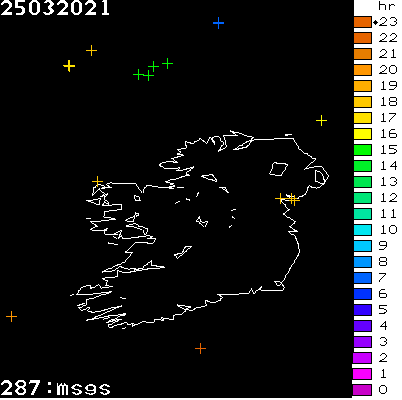 Lightning Report for Ireland on Thursday 25 March 2021