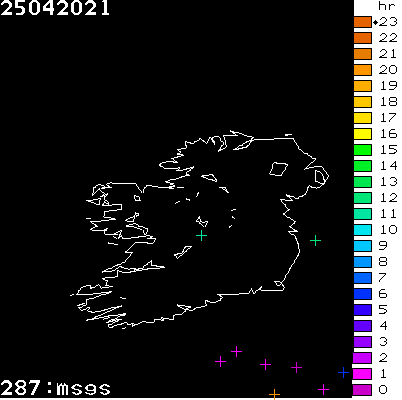 Lightning Report for Ireland on Sunday 25 April 2021