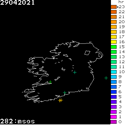 Lightning Report for Ireland on Thursday 29 April 2021