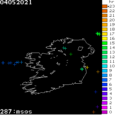 Lightning Report for Ireland on Tuesday 04 May 2021