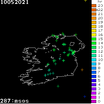 Lightning Report for Ireland on Monday 10 May 2021