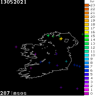 Lightning Report for Ireland on Thursday 13 May 2021