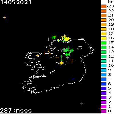 Lightning Report for Ireland on Friday 14 May 2021
