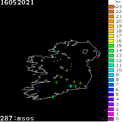 Lightning Report for Ireland on Sunday 16 May 2021