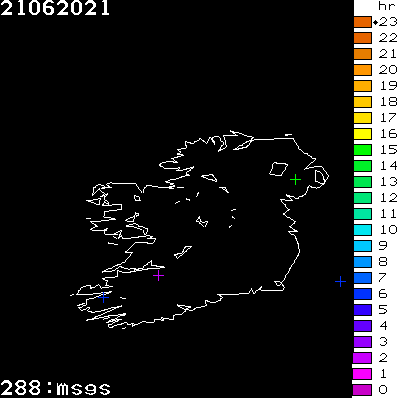 Lightning Report for Ireland on Monday 21 June 2021