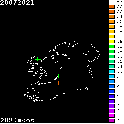 Lightning Report for Ireland on Tuesday 20 July 2021