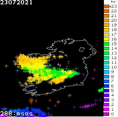 Lightning Report for Ireland on Friday 23 July 2021
