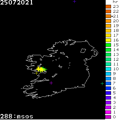 Lightning Report for Ireland on Sunday 25 July 2021