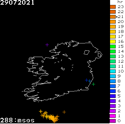 Lightning Report for Ireland on Thursday 29 July 2021
