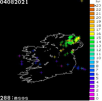 Lightning Report for Ireland on Wednesday 04 August 2021