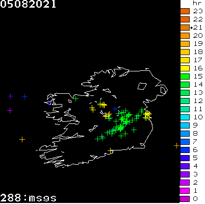 Lightning Report for Ireland on Thursday 05 August 2021