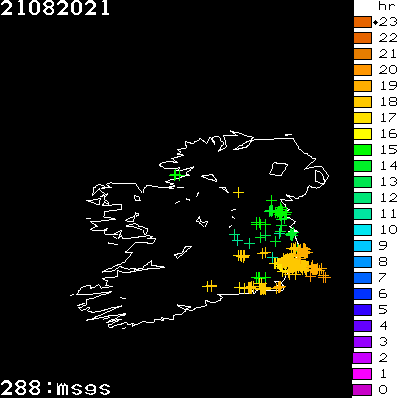 Lightning Report for Ireland on Saturday 21 August 2021