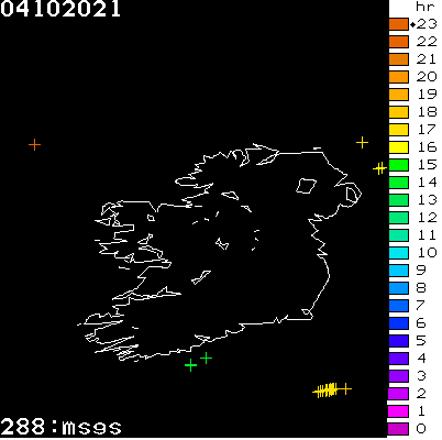 Lightning Report for Ireland on Monday 04 October 2021