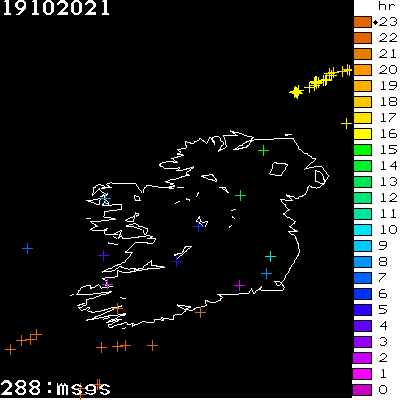 Lightning Report for Ireland on Tuesday 19 October 2021