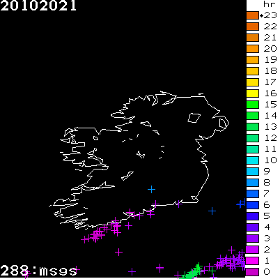 Lightning Report for Ireland on Wednesday 20 October 2021