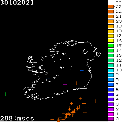 Lightning Report for Ireland on Saturday 30 October 2021