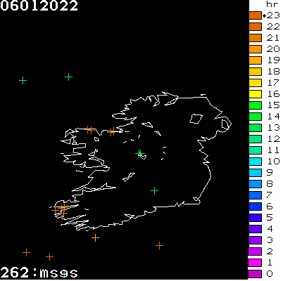 Lightning Report for Ireland on Thursday 06 January 2022