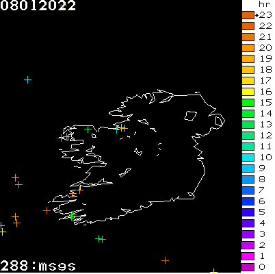 Lightning Report for Ireland on Saturday 08 January 2022