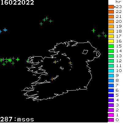 Lightning Report for Ireland on Wednesday 16 February 2022