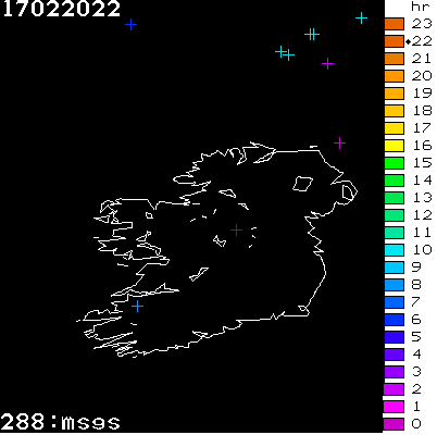 Lightning Report for Ireland on Thursday 17 February 2022