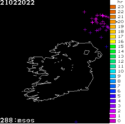 Lightning Report for Ireland on Monday 21 February 2022