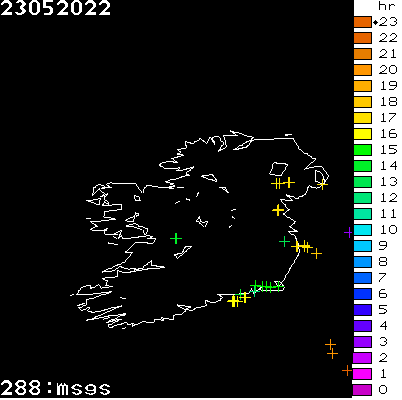 Lightning Report for Ireland on Monday 23 May 2022