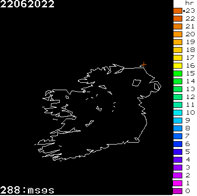 Lightning Report for Ireland on Wednesday 22 June 2022