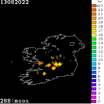 Lightning Report for Ireland on Saturday 13 August 2022