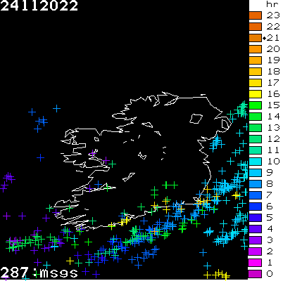 Lightning Report for Ireland on Thursday 24 November 2022