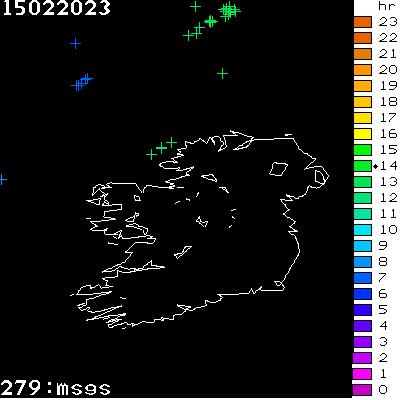 Lightning Report for Ireland on Wednesday 15 February 2023
