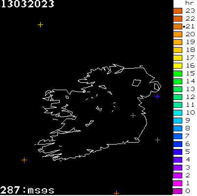 Lightning Report for Ireland on Monday 13 March 2023